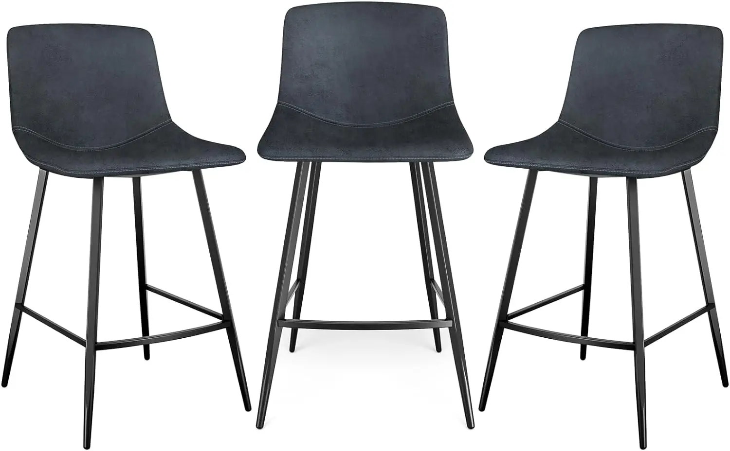 5Rcom 600 Lbs Counter Height Bar Stools Set Of 3, 24 Inch Leathaire Barstools With Back, Bar Chairs With Metal Legs For Kitchen