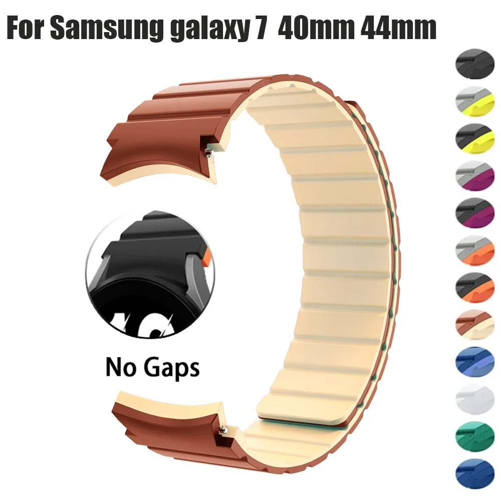 

No Gaps Silicone Magnetic Strap for Samsung Galaxy Watch 7 6 5 40mm 44mm 6 4 Classic 43/47mm 42/46mm Band for watch 5Pro 45mm