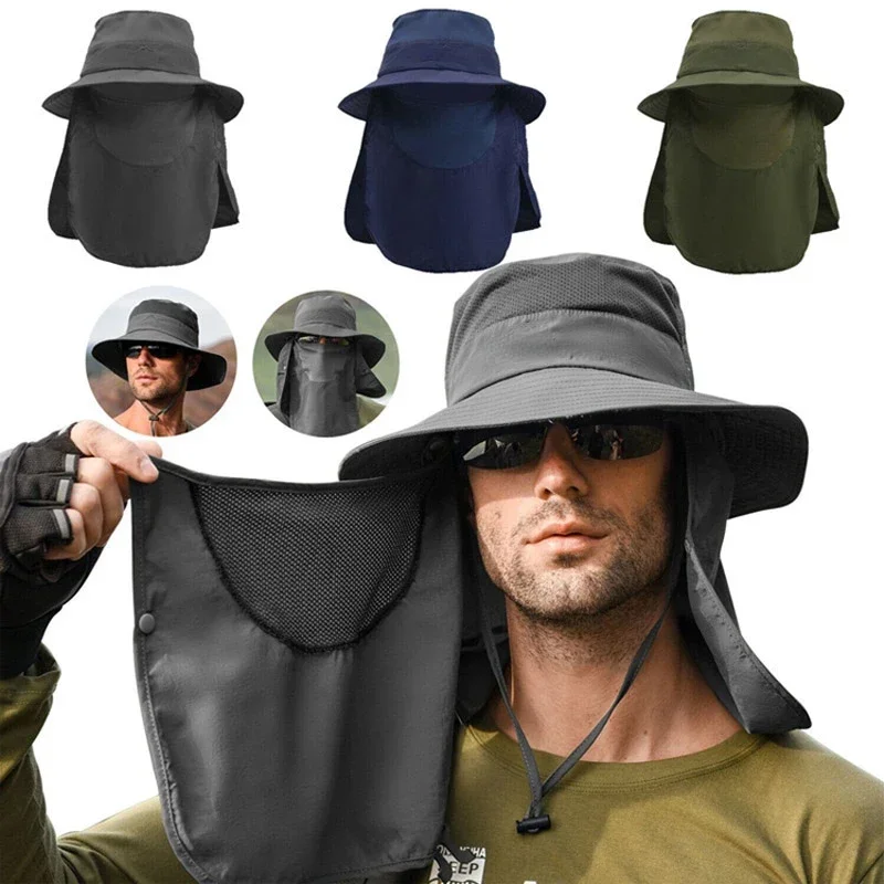 SN55Summer Sun Hats UV Protection Outdoor Hunting Fishing Cap for Men Women Hiking Camping Visor Bucket Hat Removable Fisher$@1w