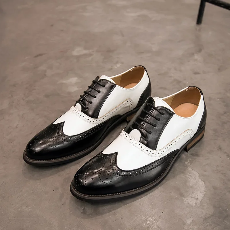 Fashion Mens Brogues Formal Shoes Handmade 2026 Spring New British Style Casual Business Leather Wedding Social Shoes Man Size44