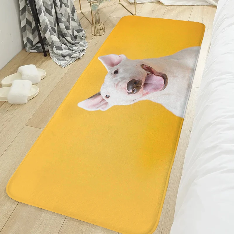 Bull Terrier Rug for Bedroom Balcony Porch Foot Mat Non-slip Living Room Kitchen Corridor Carpet Slip-resistant Home Decor Items