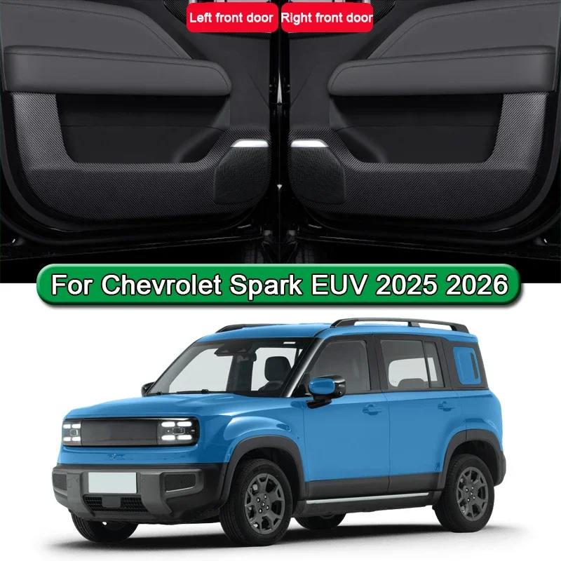 For Chevrolet Spark EUV 2025 2026 Car Door Anti Kick Pad Carbon Fiber Leather Texture Anti Dirt Protective Sticker Accessories