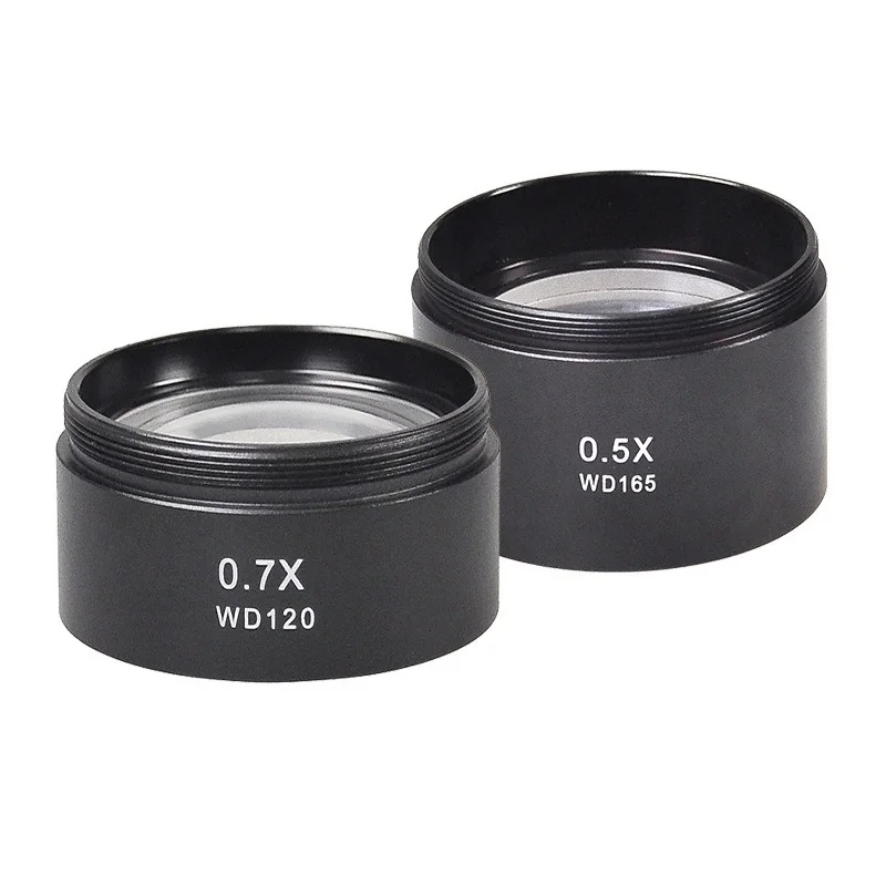 0.5X 0.7X Barlow Lens Stereo Microscope Auxiliary Objective Lens Mounting Thread M48mm Reduction Lens Optical Glass