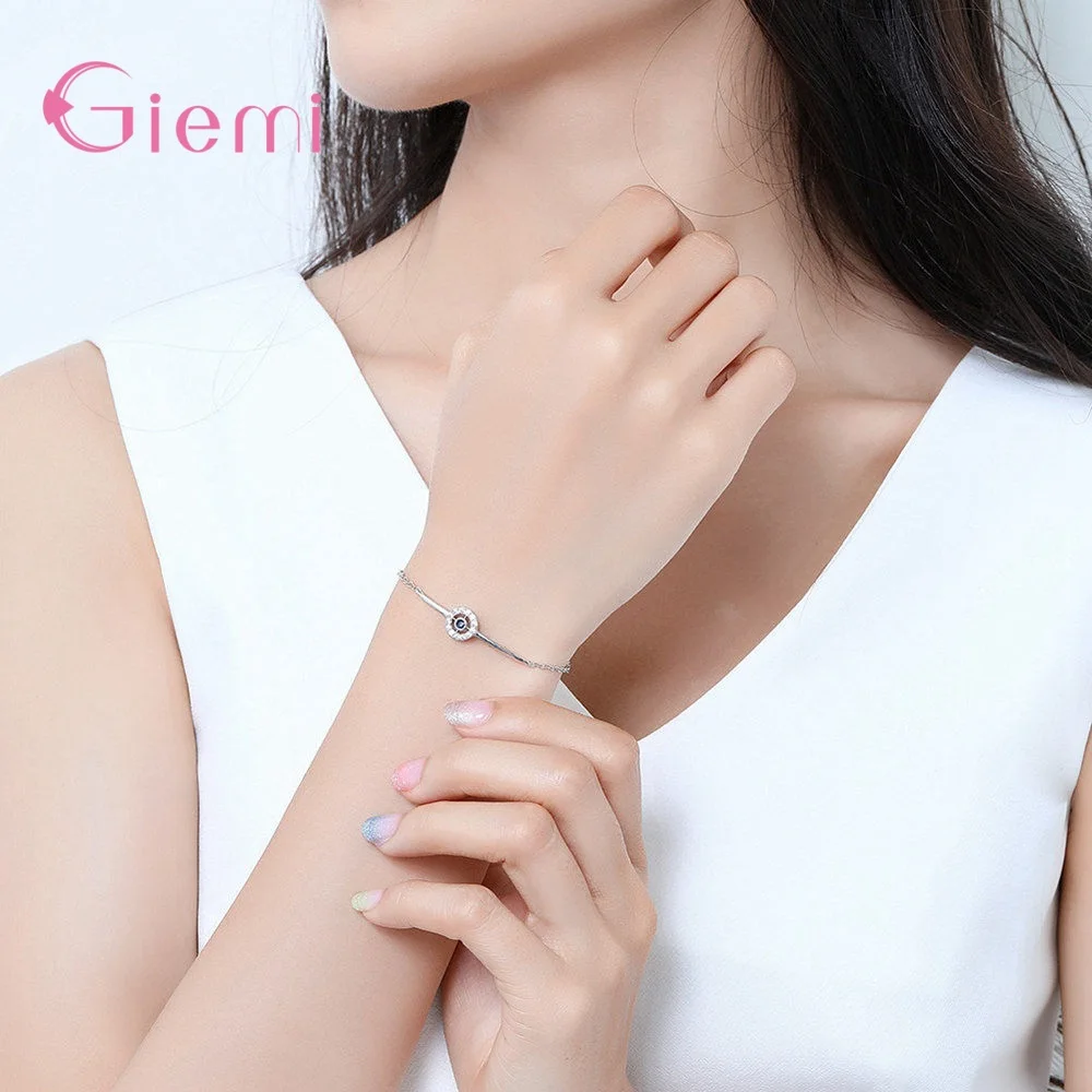 سحر 925 الفضة الاسترليني الأزرق مكعب الزركون كريستال الروليت أساور للنساء الفتيات الذكرى حزب الأزياء والمجوهرات الهدايا
