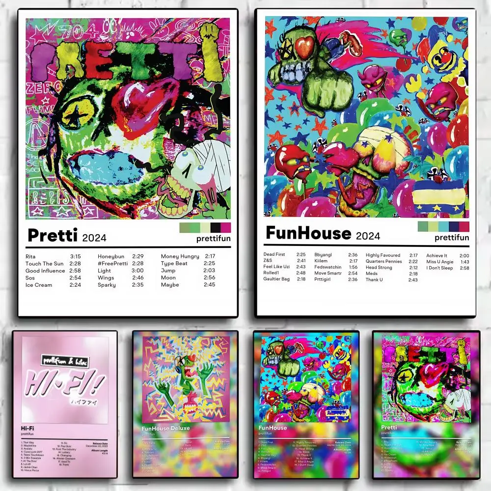 P-Prettifun Rapper Music Poster Home Living Bed Room Bar Hallway Sticky Wall Printing Waterproof Aesthetic Decor