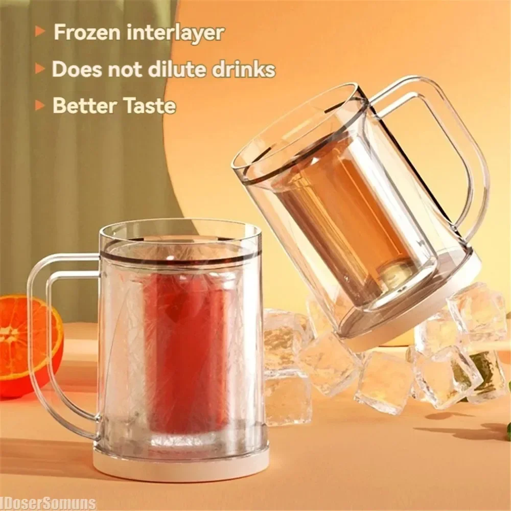 Creative Freezing Beer Mug Double Layer Sandwich Liquid Refrigerator Frozen Cup Cold Drink Chilled Cups Kitchen Bar Drinkware