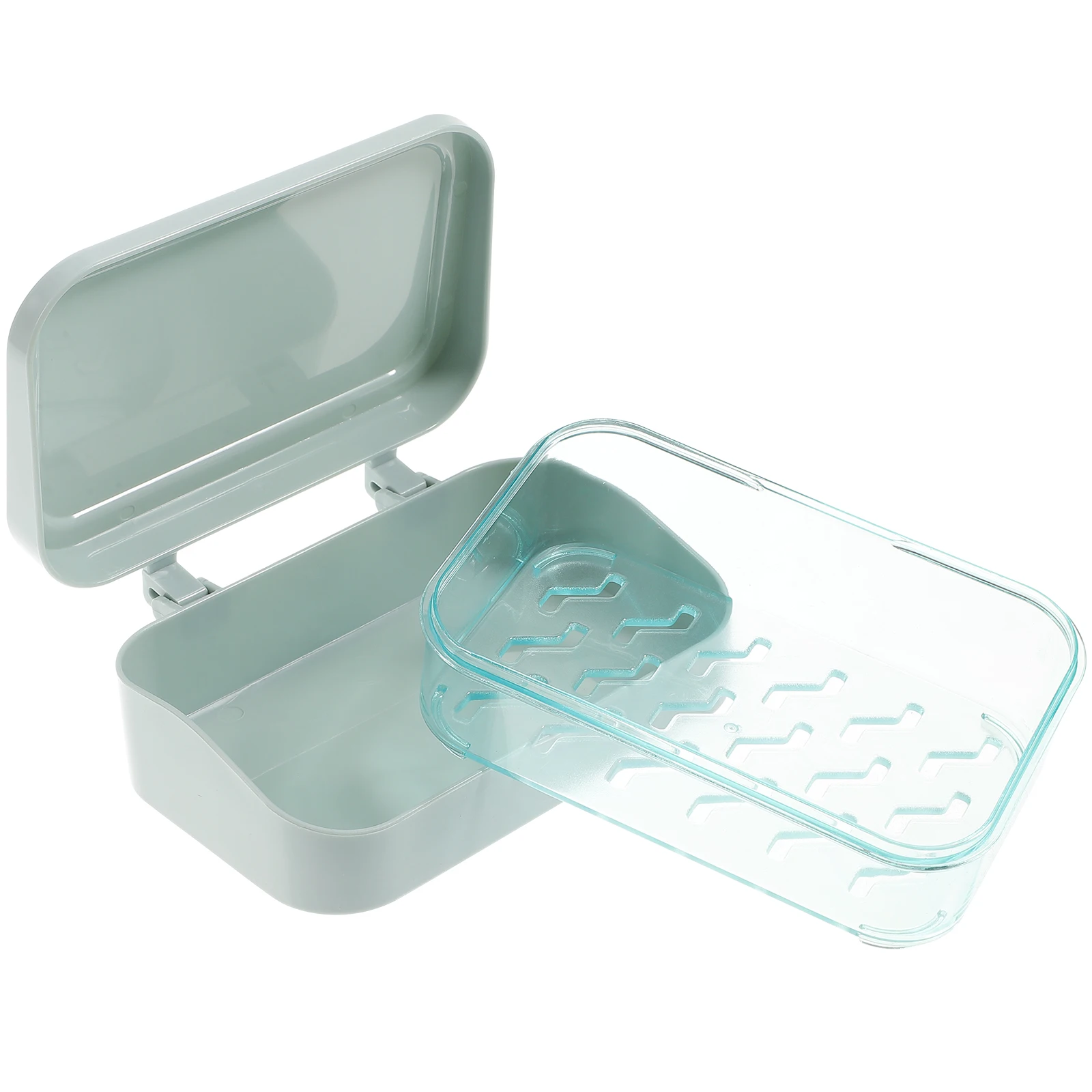

Soap Holder Blue Portable Bathroom Kitchen Sponge Tray Draining Dish Bar Container Saver Box Home Use Storage
