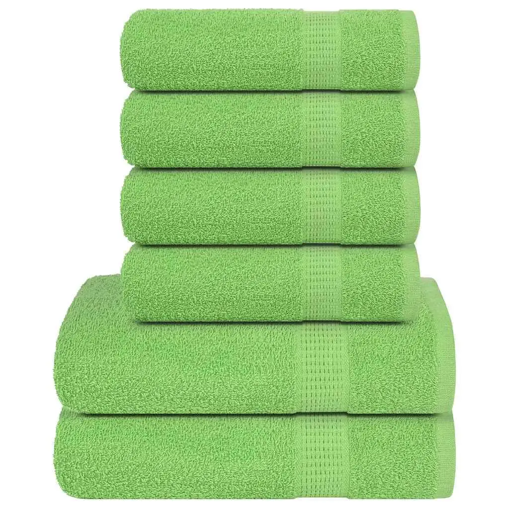 6-Piece Green Cotton Towel Set - 360 GSM, Ultra Soft & Absorbent, Home Bathroom Essentials