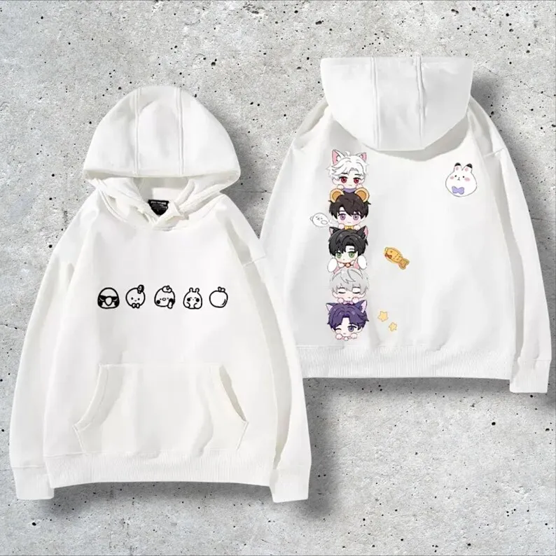 سترة بغطاء للرأس من Love and Deepspace Zayne Xavier Rafayel Sylus Caleb سترة بأكمام طويلة زي أنيمي كاجوال فضفاض للجنسين بغطاء للرأس