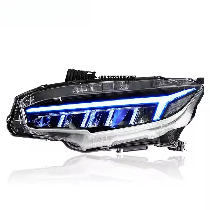 LED Headlight Full Light Source RGB System Daytime Running Lights Streamer Steering for Honda 10th Civic 2016-2021