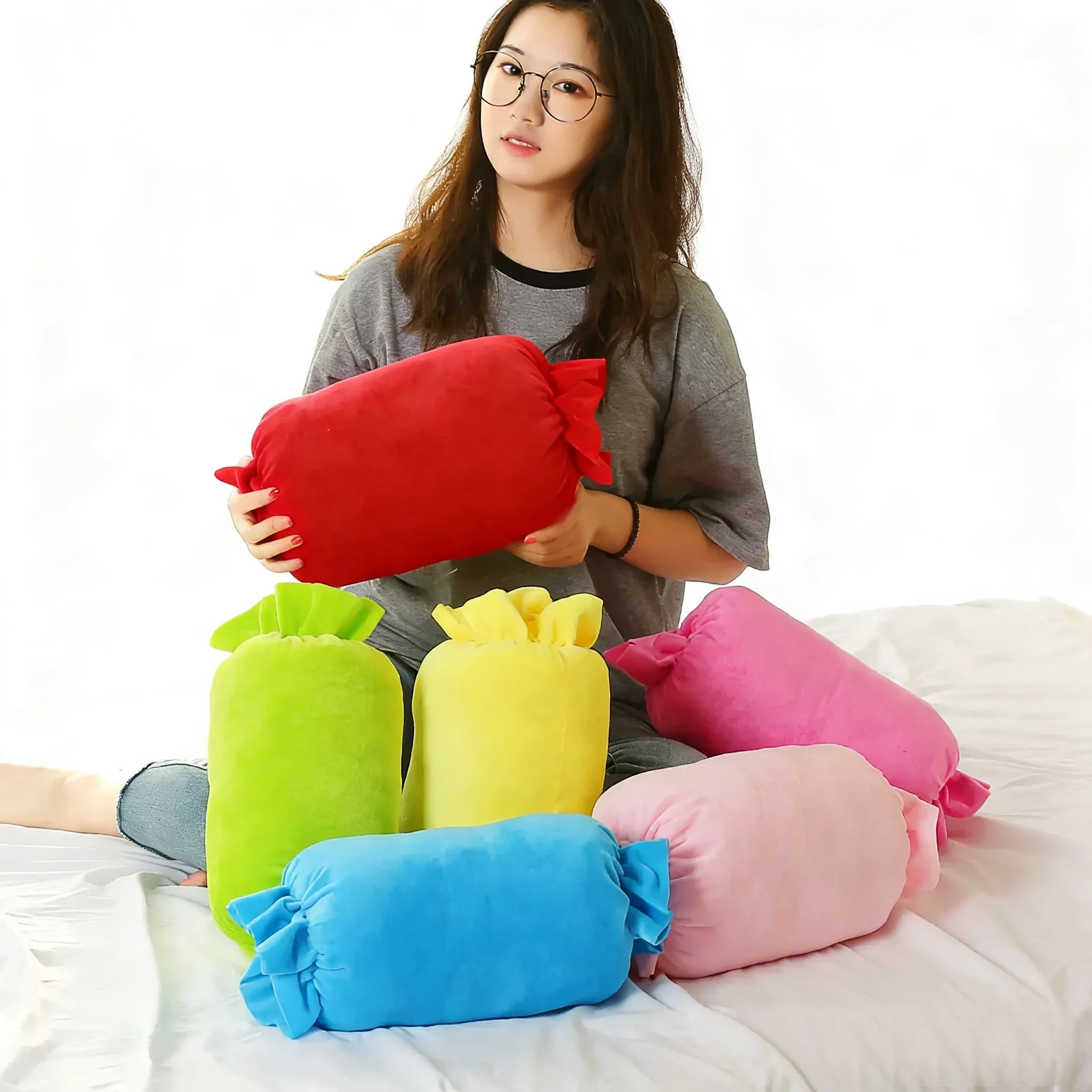 20x30cm Kleurrijke Snoep Knuffels Kussen Zachte Simulatie Poppen Nekkussen Gevuld Voedsel voor Jongens Meisjes Festival Geschenken