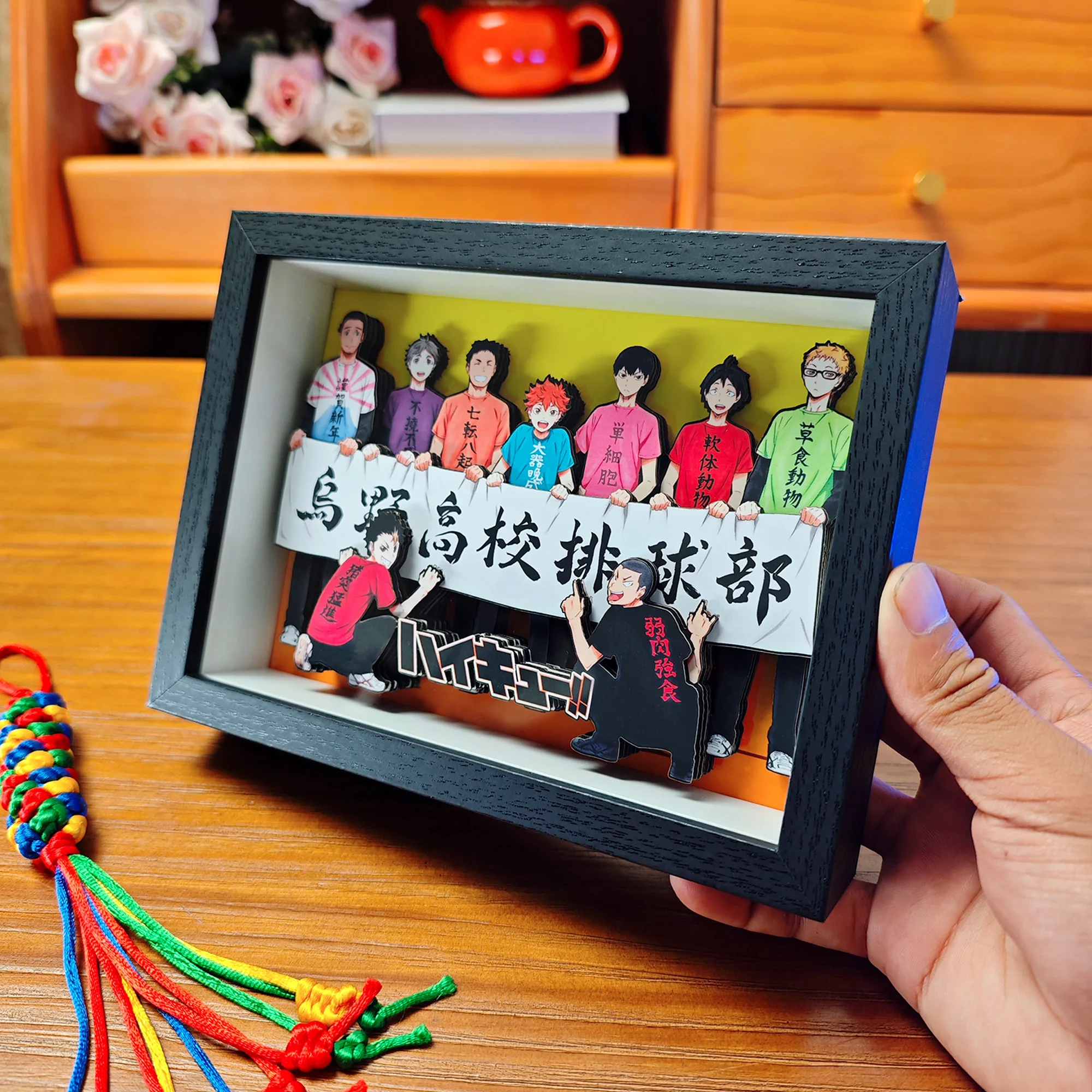 

Anime Haikyuu!! Nekoma High School karasuno Cosplay Paper Art Hanging Picture Display Handmade 3d Stereo Painting Halloween Gift