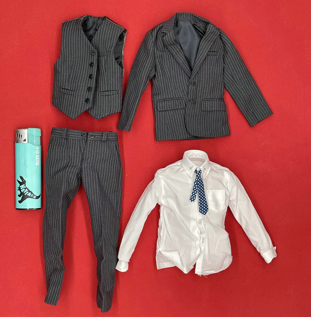 

1/6 SoldierStory SS113 Asia Sun Honglei Undercover Agent Shanghai 1942 Officer Striped Suit Jacket Set Accessories Fit 12" Doll