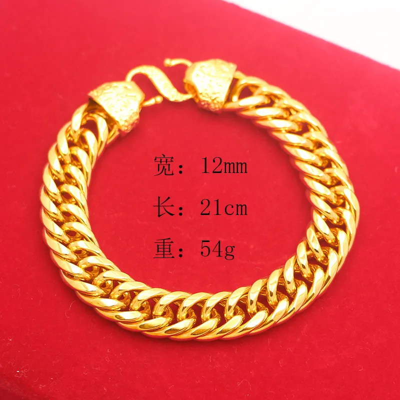 Luxury 24K 9999 Pure Gold real gold Men's Buckle Boss Chain Bracelet - Image 2