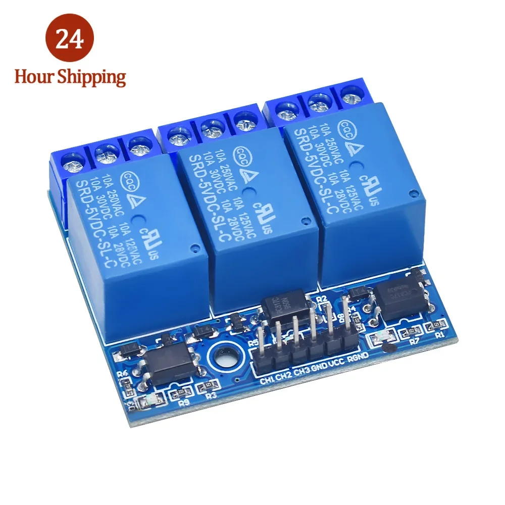 5V/12V 3 Channel Relay module is equipped with optical coupler to isolate the 3.3V and 5V signals of the high-voltage relay