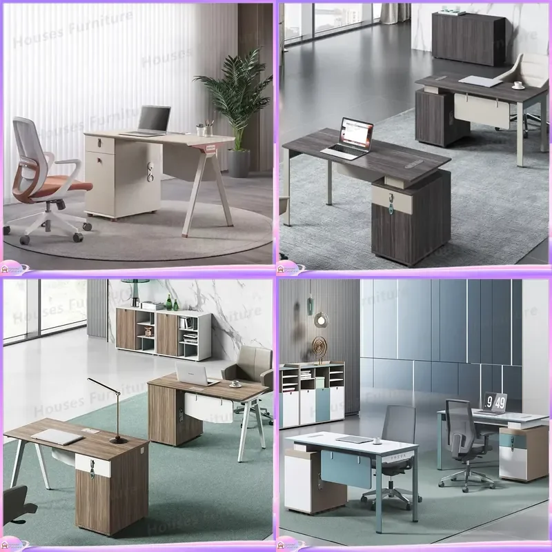 2024 Modern Executive Office Desk Sintered Stone Top Computer Table Luxury CEO Manager Workstation E1 MFC Furniture Home