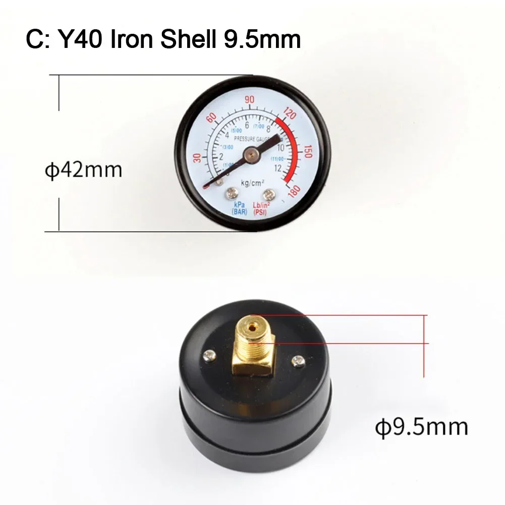 1pc Y40 Y50 Pressure Gauge 0-180PSI Gas Water Fuel Liquids Meter Accurate Pressure Measurement Gauge For Air Compressor