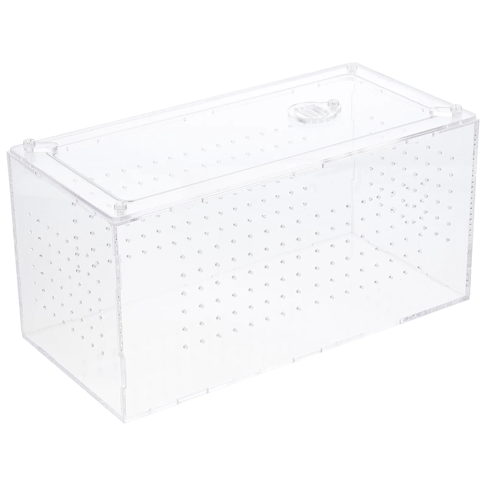 

Transparent Acrylic Reptile Box Durable Feeding Cage Breathable Ventilated Enclosure for Spiders Frogs Small Snakes Beetles