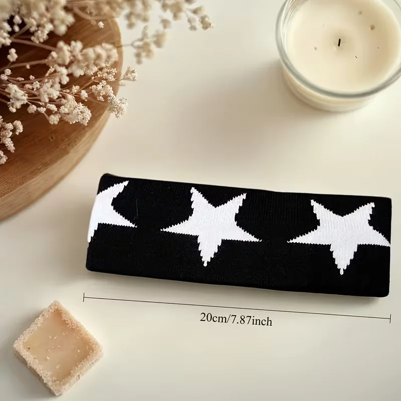 1/2 Set gestrickter Stirnbänder, Sport-Stirnbänder für Damen, Haaraccessoires in Form eines fünfzackigen Sterns, elastische Haargummis für Damen – Detail 1