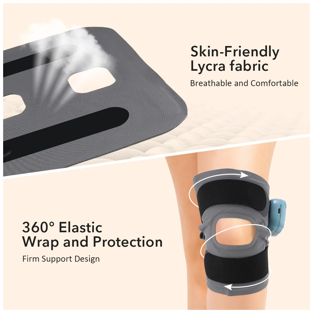 Masseur de genou électrique sans fil, 5 modes, 3 vitesses, compresse chaude, genouillère de Massage, Support de coude, attelle de soutien de genou détachable