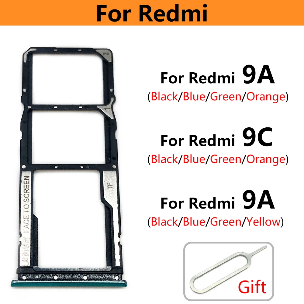 Sim&CD Card Tray For Xiaomi Redmi 9A 9C 9T SIM Card Tray Slot Holder Adapter Socket With Pin Smartphone Replacement Parts