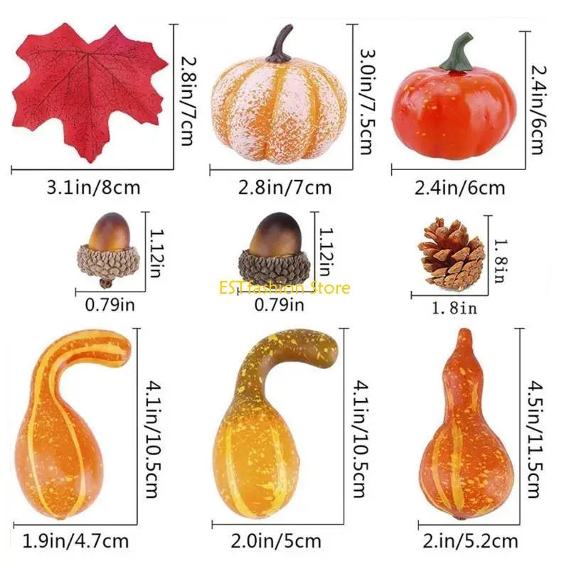 Y5GC Fake Pumpkins Maple Leaves Festival Thanksgiving Fall Harvest Home Decoration