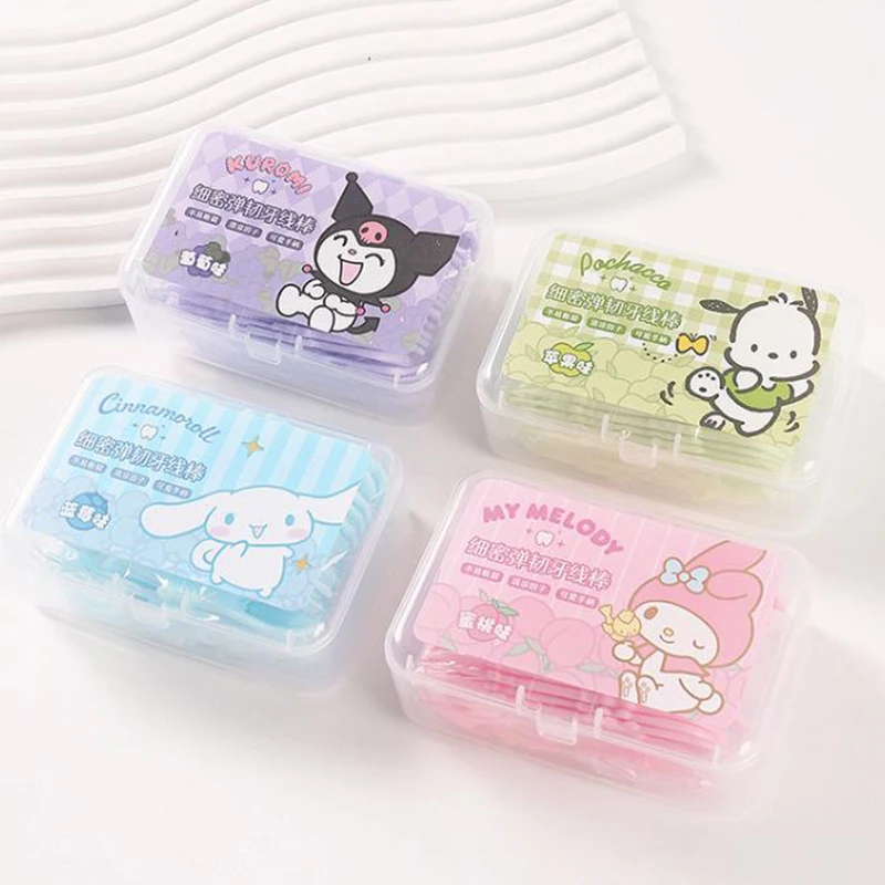 

50 шт., портативные флоссы Sanrio с коробкой для хранения