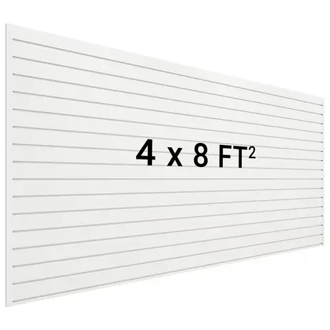 8x4 FT PVC Slatwall Panels, Interlocking Garage Storage System, White