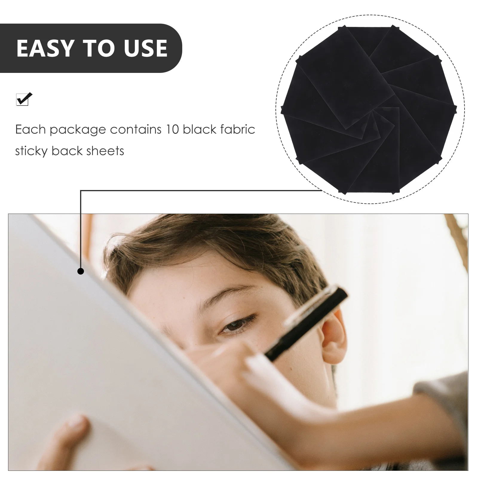 

10 Sheets Blank Kraft Paper Self-adhesive Felt Sheets Multi-purpose for and Craft Making (Black)