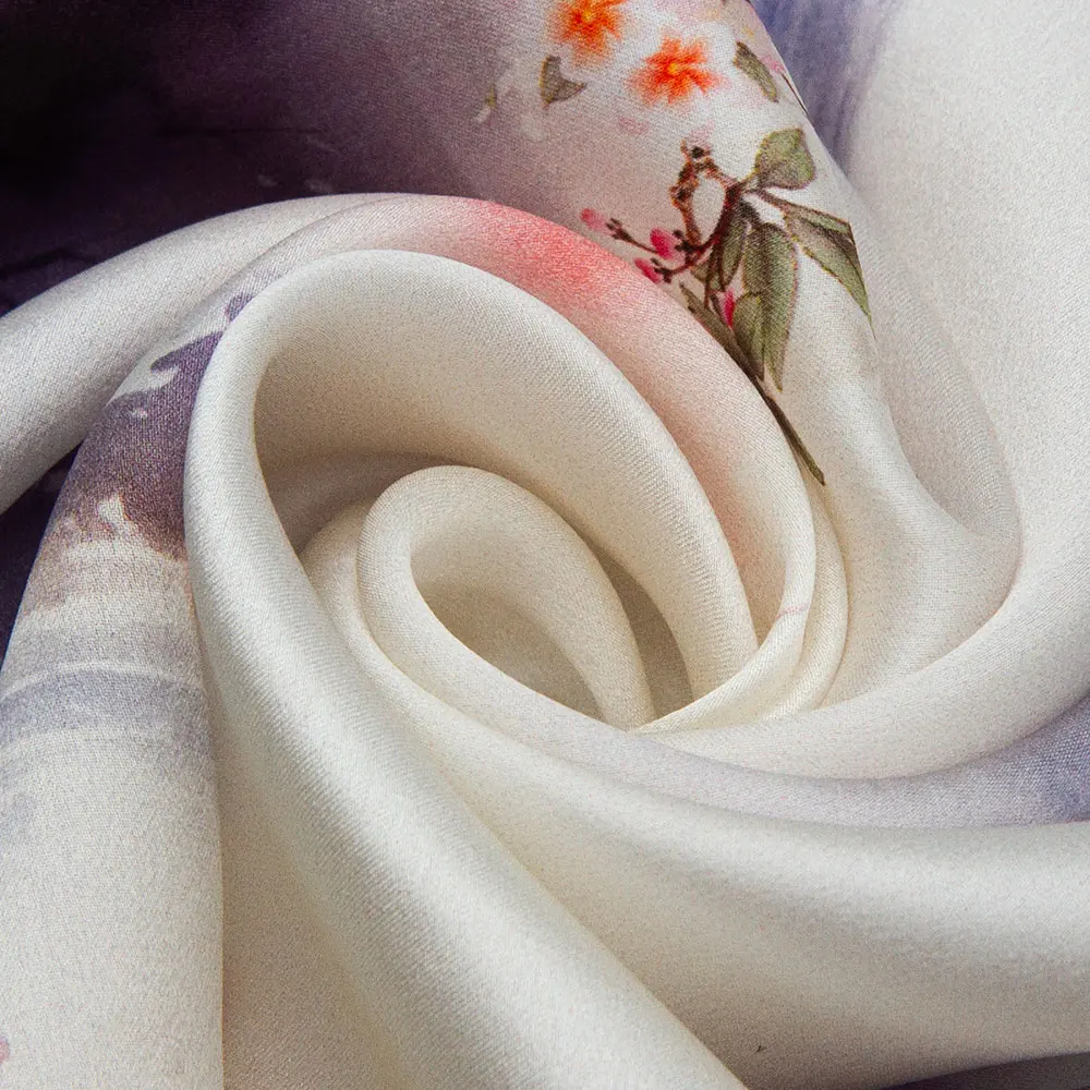 53 センチメートル 100% リアルシルク女性のスカーフスカーフエレガントな正方形ブランド高級バンダナギフト子供のための中国の水墨画