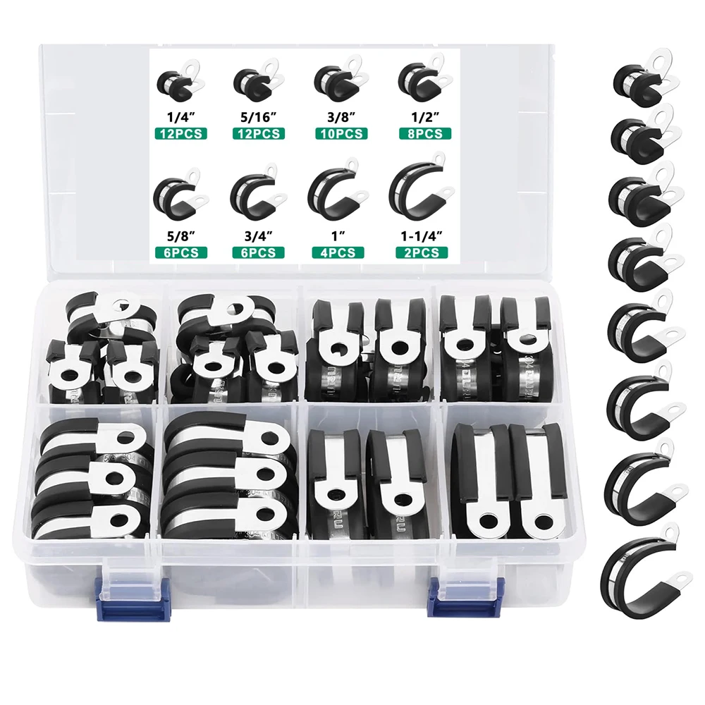 60PCS Cable Clamps Kit,1/4