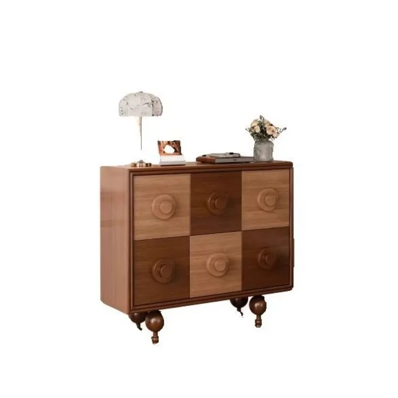 

cabinet, simple and exquisite bedside table, storage cabinet medieval color matching, solid wood minimalist bedroom locker