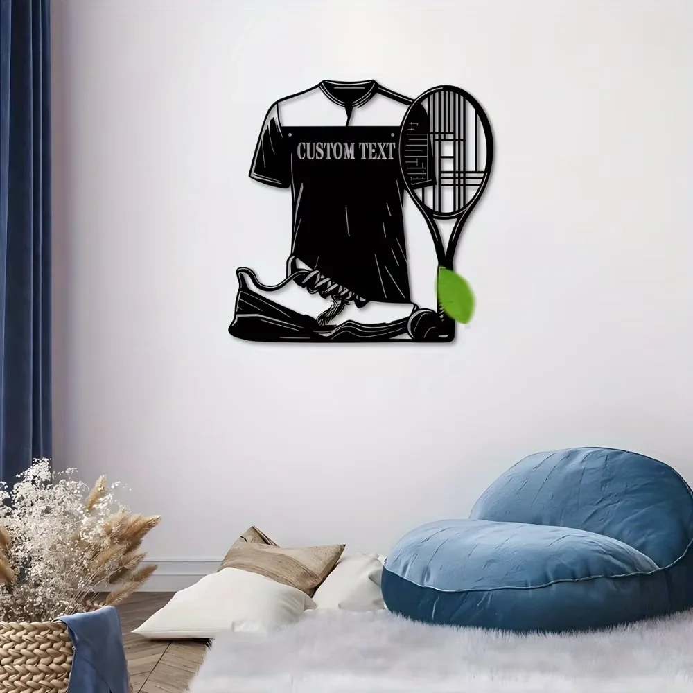 Tennis Metal Wall Sign Customize Family Name,Adjust House Number.Indoor/Outdoor Decor in Living Room/Office.A Great Custom Sign.