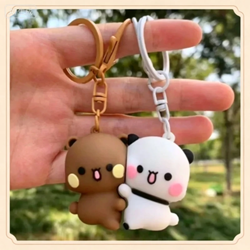 ToyCartoon Panda Bubu Dudu Magnetic Keychain Cute Backpack Pendant with Toy Figures Couple Accessories Ideal Fantasy Themed Gift