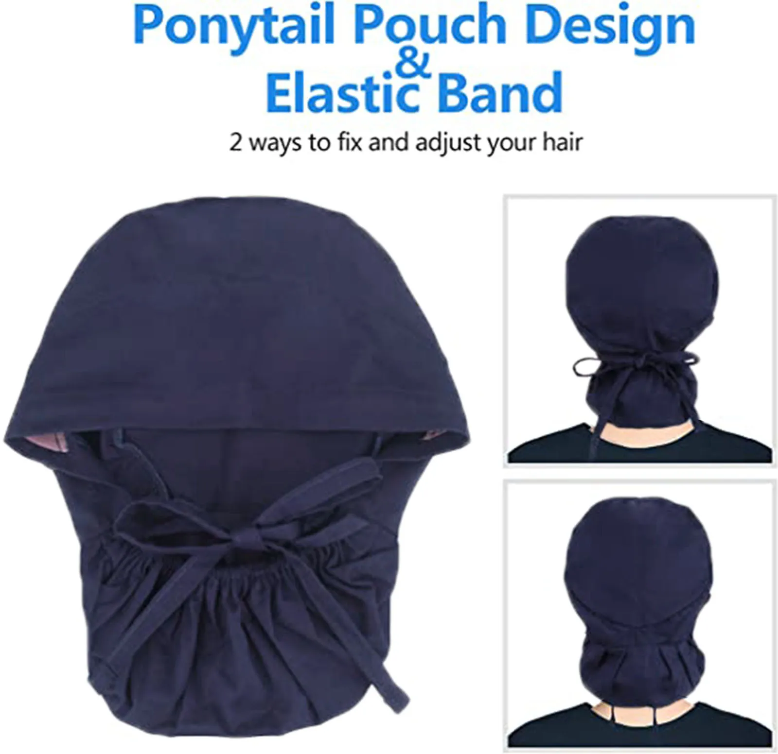 1 pièces casquette de travail avec bouton cheveux longs réglable chapeau de travail élastique pour queue de cheval cravate arrière chapeaux pour femmes et hommes unisexe gommage casquette