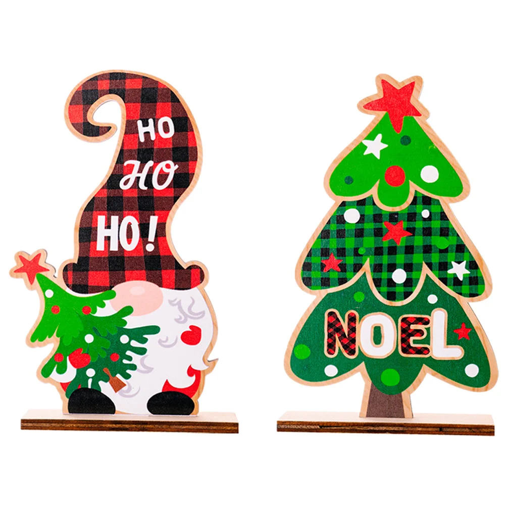 

4Pcs Wood Gnome Decor Xmas Element Adornments for Desktop Festival Party Display Lovely Christmas Craft Home Decor
