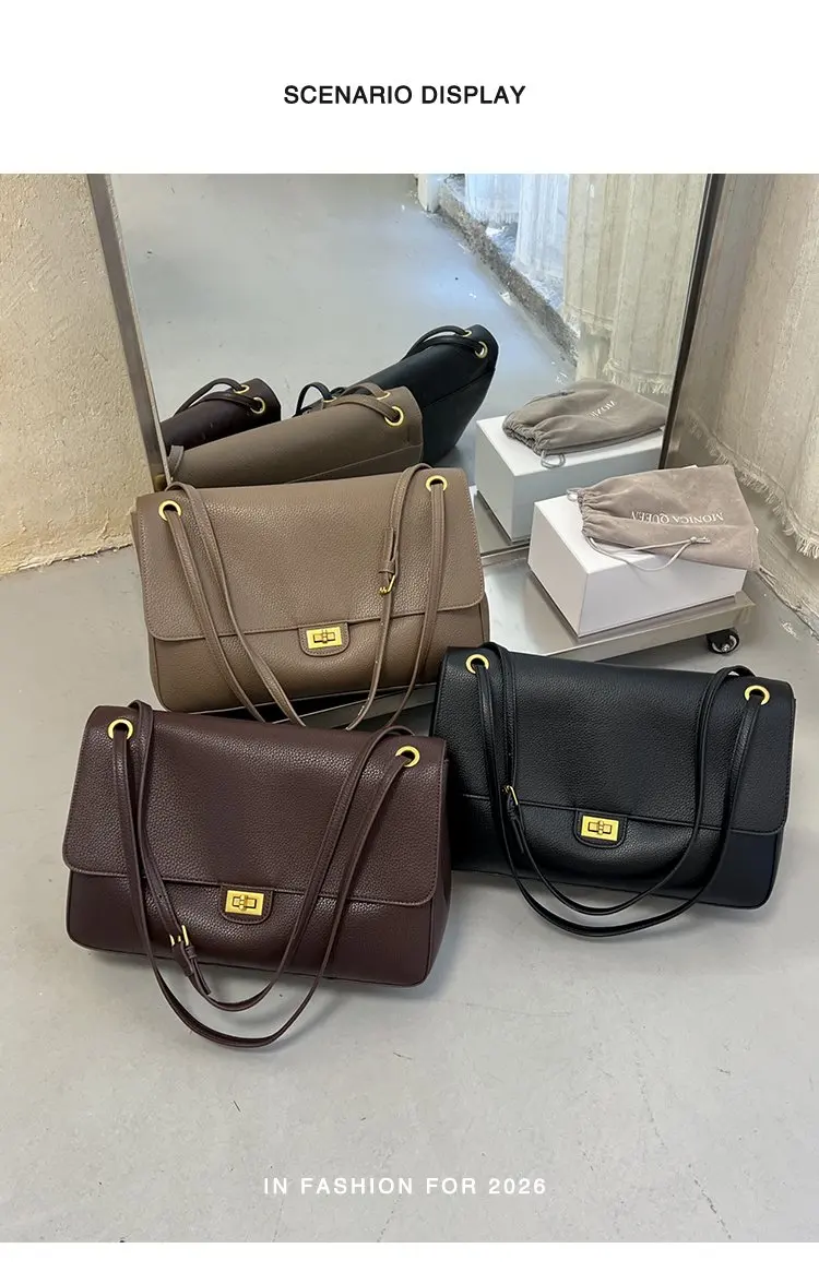 Bolso tipo cubo para mujer, diseño vertical de un solo asa, tapa abatible ancha, diseño sencillo y elegante, adecuado para adultos de 20 a 60 años.