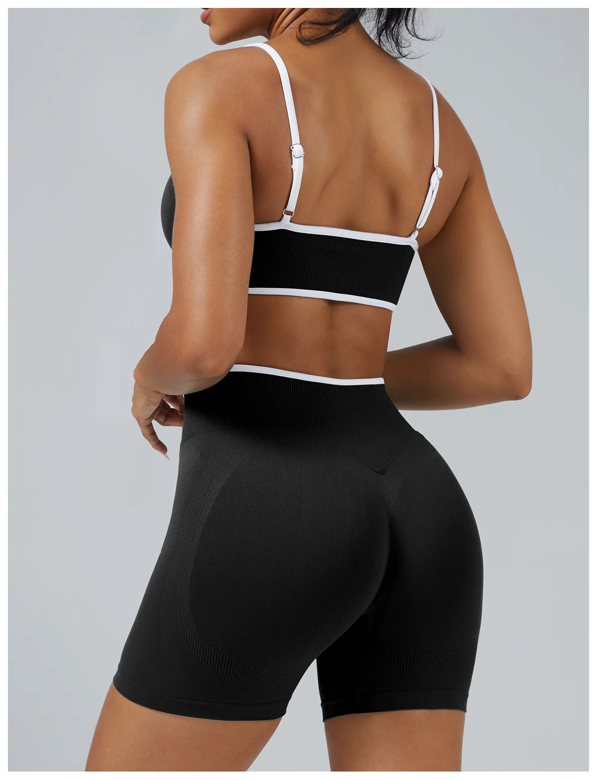 Women's Color Block Yoga Set Sports Bra & High Waisted Shorts Butt Lifting Tummy Control Workout Gym Fitness Running 4-Way Stret image 3