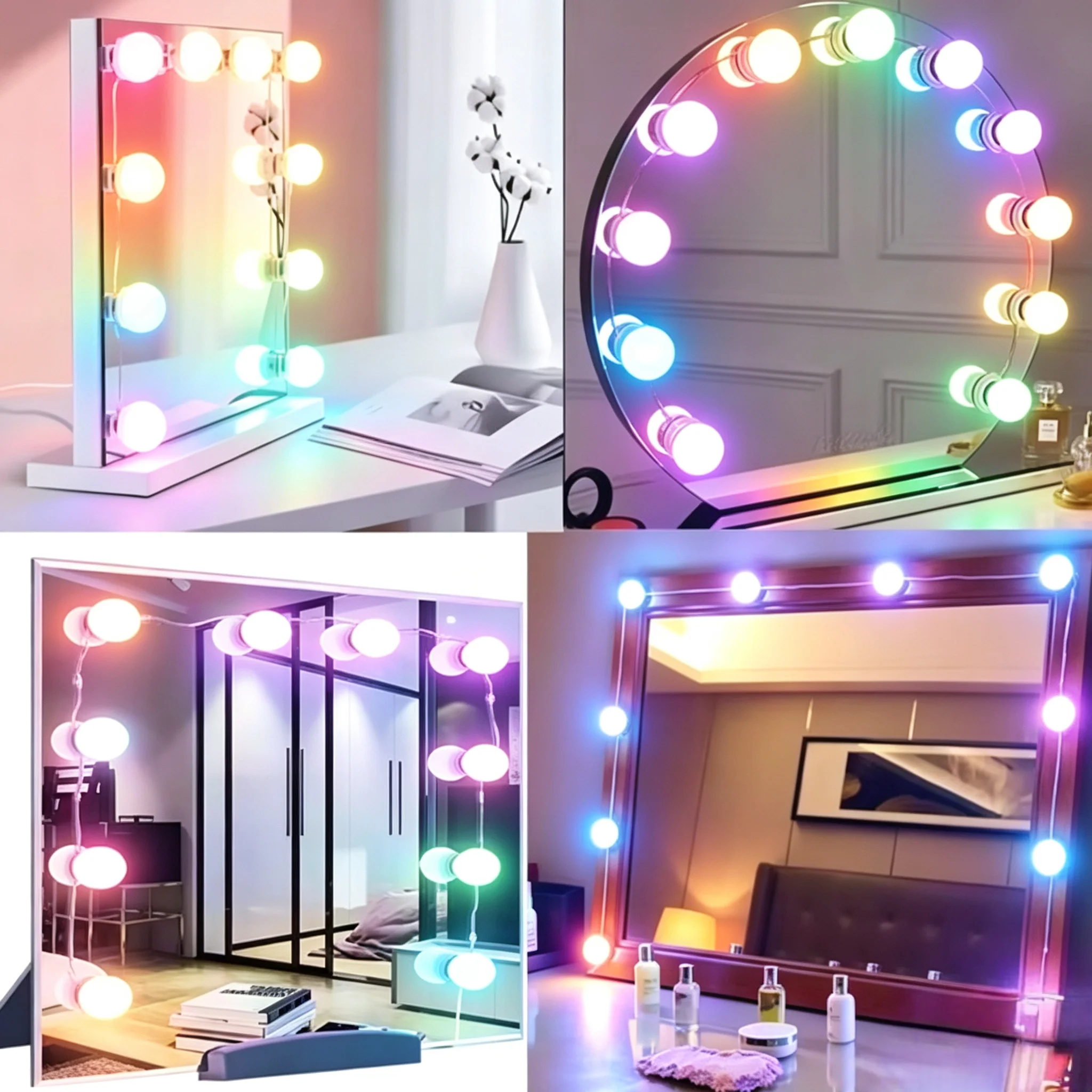 Colorful RGB LED Makeup Light Bulbs USB Powered Dimmable Vanity Mirror Ambient Lighting view 5