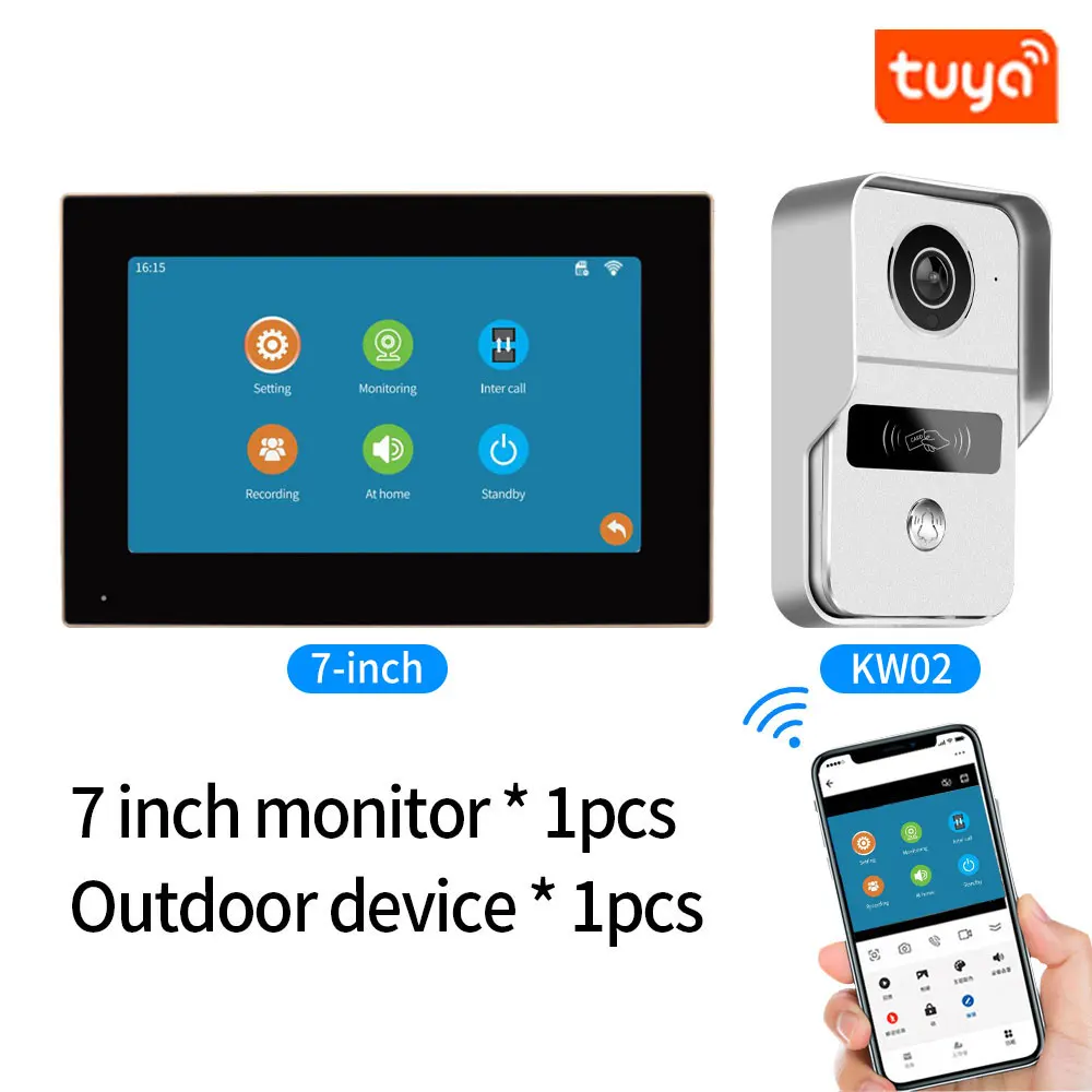 Tuya App Wifi Kits d'interphone vidéo système de sonnette visuelle 1080P interphone d'entrée caméra 