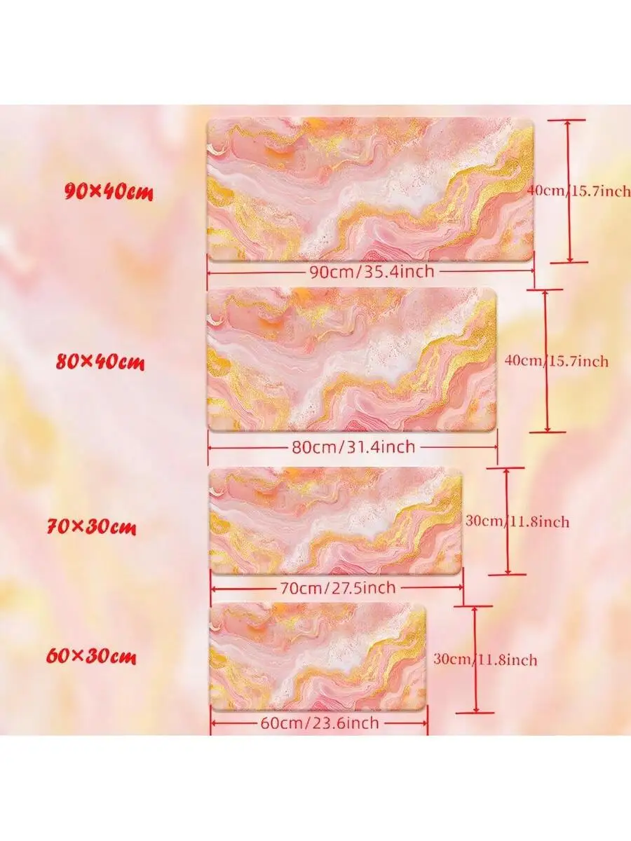 Ergonomic Marble Mouse Pad Large Rubber Desk Mat Pink Golden Flow Design Non-Slip Waterproof For Gaming Computer Laptop