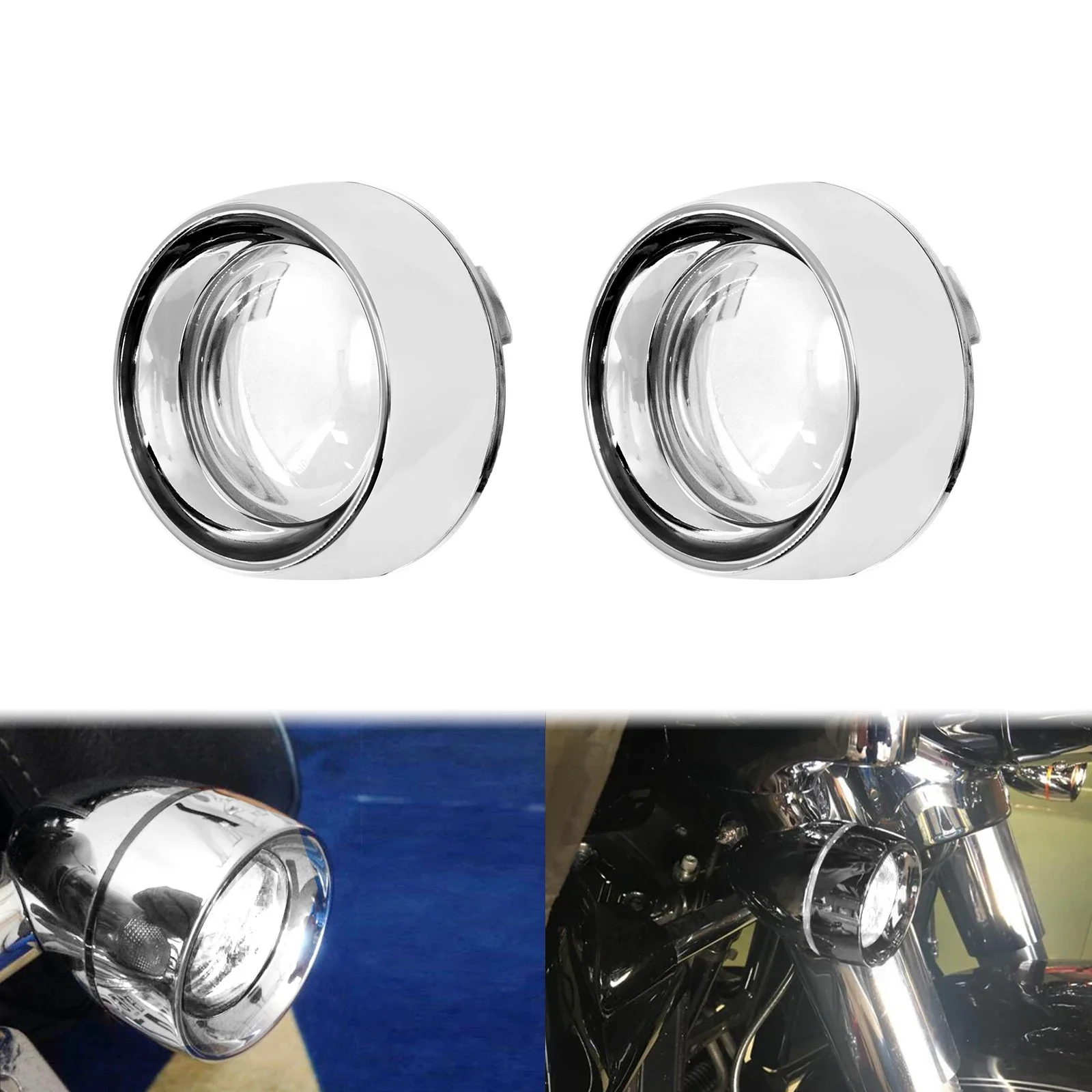 Motorcycle Turn Signal Lens Black/Chrome Trim Ring Visor For Harley Touring Street Glide FLHR Dyna Sportster XL883 1200 Softail