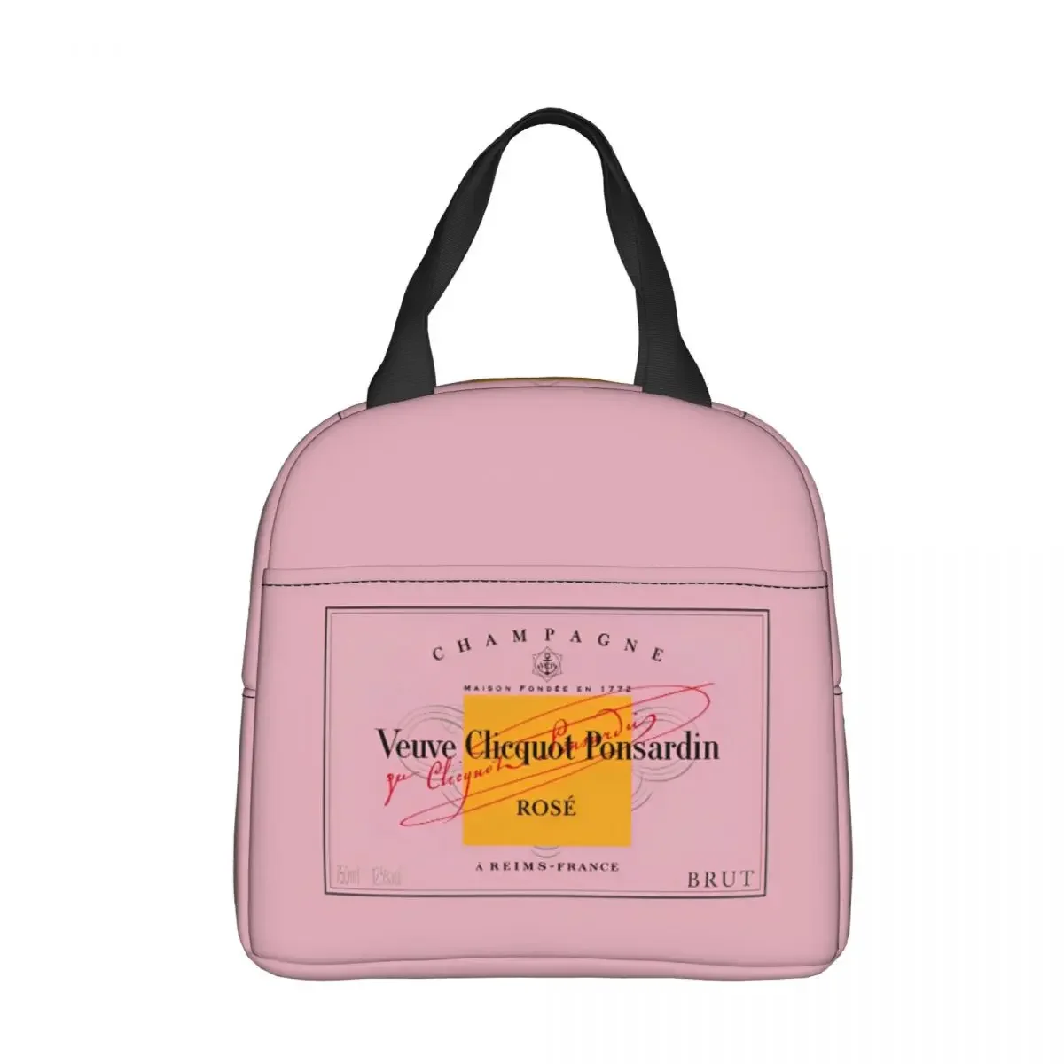 Champagne Pink Insulated Lunch Bags Leakproof Veuves Clicquots Lunch Container Cooler Bag Tote Lunch Box Office Food Storage Bag