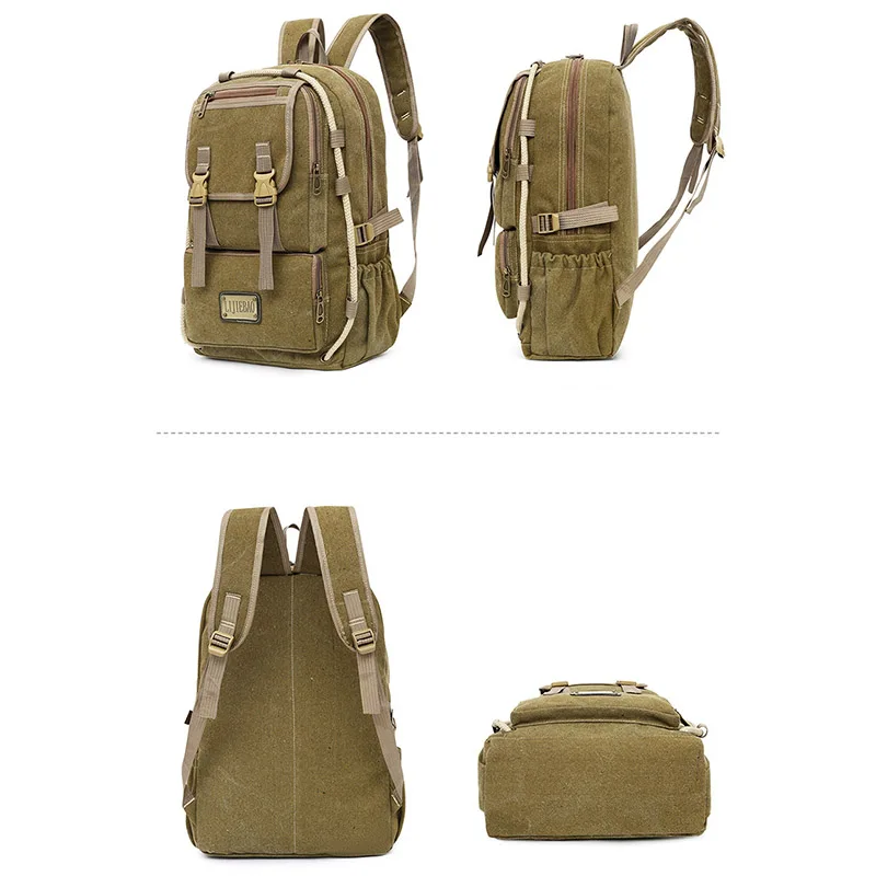 Outdoor Casual Men's Backpack Fashion Retro Canvas Two-shoulders Bag Large Capacity Schoolbag Laptop Backpack Travel Rucksack