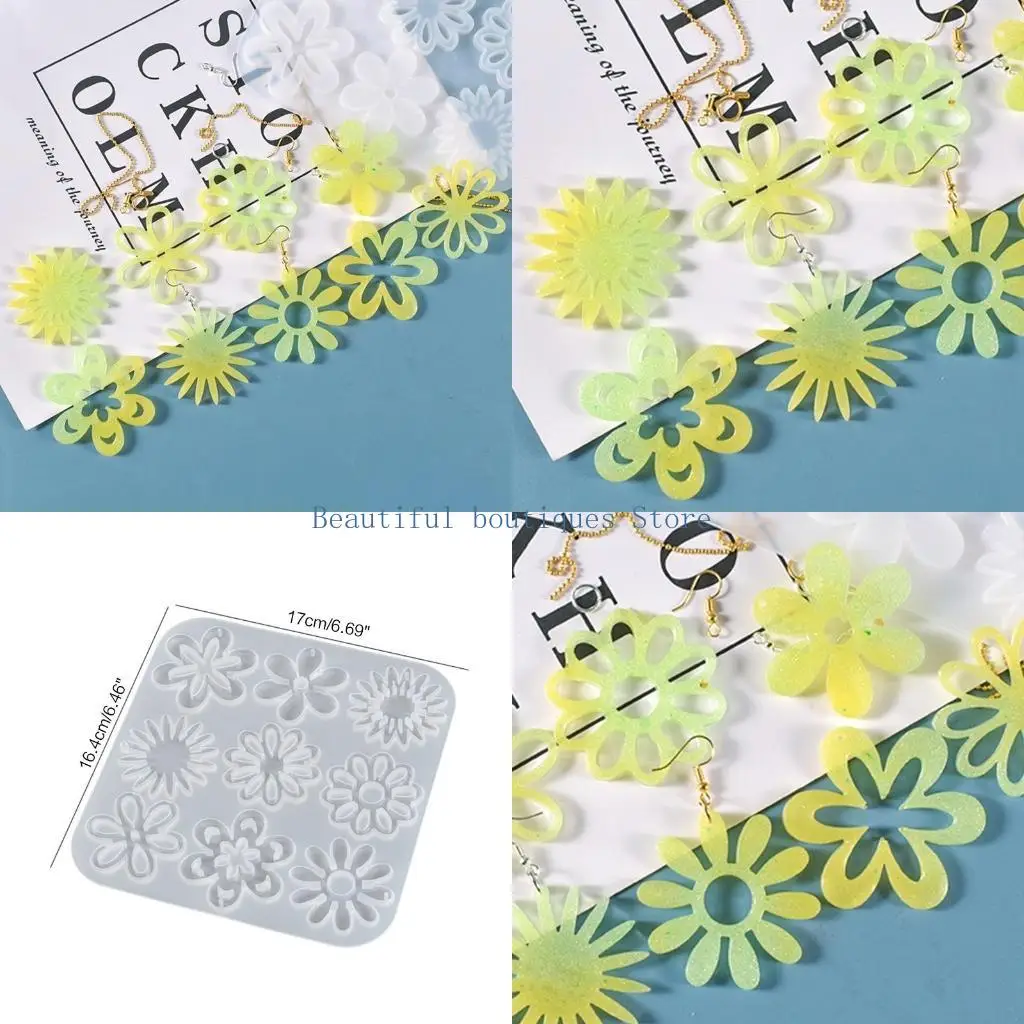 U4LF Resin Jewelry Molds Earring Molds Resin Keychain Mold DIY Jewelry Silicone Mould
