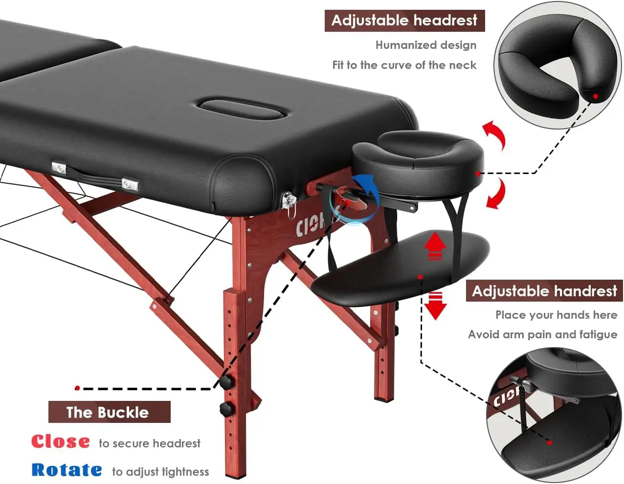 Mesa de massagem portátil profissional dobrável, cama altura ajustável com transporte, 2 Folding, Facial Salon, Spa, Tatuagem, 84"