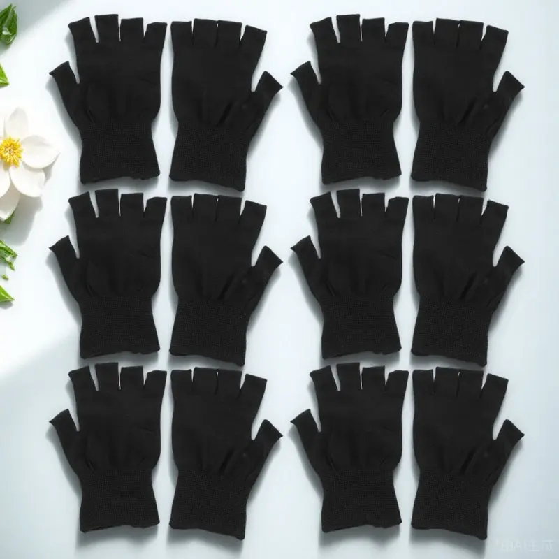 

15 Pairs Half Finger Non-Slip Nylon Gloves Protective Work Gloves for Men Industry Handling and Touchscreen Work Mittens