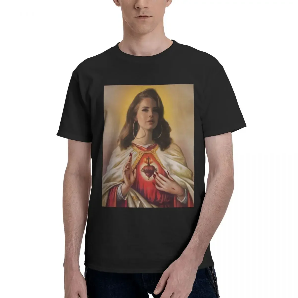 Lana Del Rey Saint Men T Shirt Awesome Tee Shirt Short Sleeve Round Collar T-Shirts Cotton Gift Tops