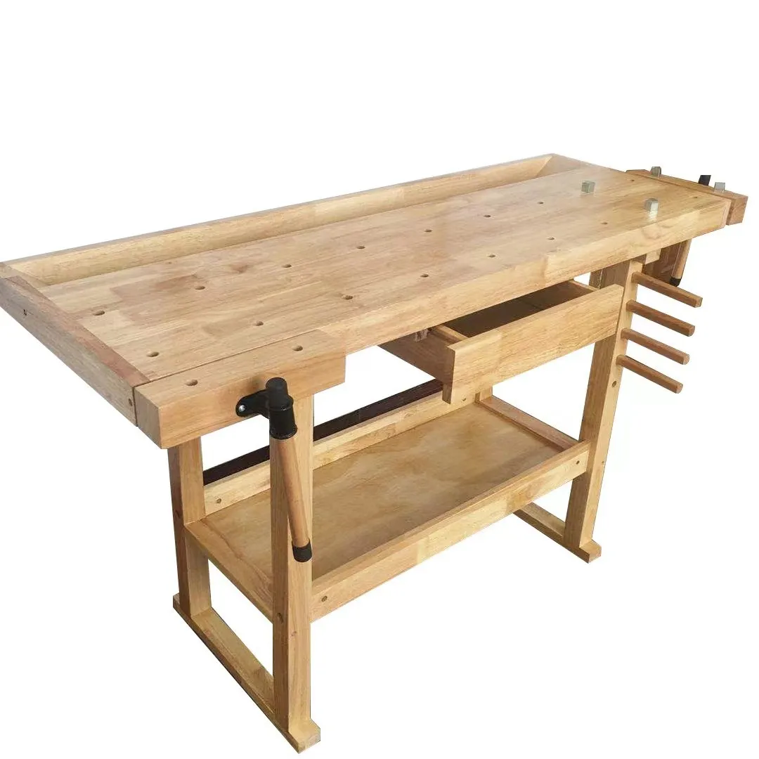 DIY Handmade Woodworking Solid Wood Table Clamp Multifunctional Woodworking Workbench Console Beech Wood Workbench