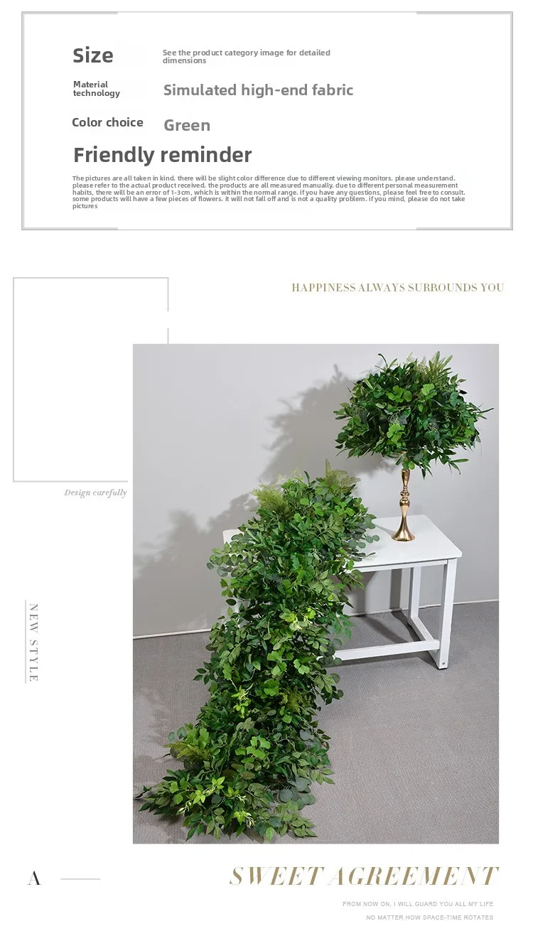 30-80CM Grüne Künstliche Blumenreihe, Grünes Blumenarrangement, Hochzeitstischbogen-Dekoration, Outdoor-Event, Künstliche Blumen-Hintergrundkulisse – Detail 5